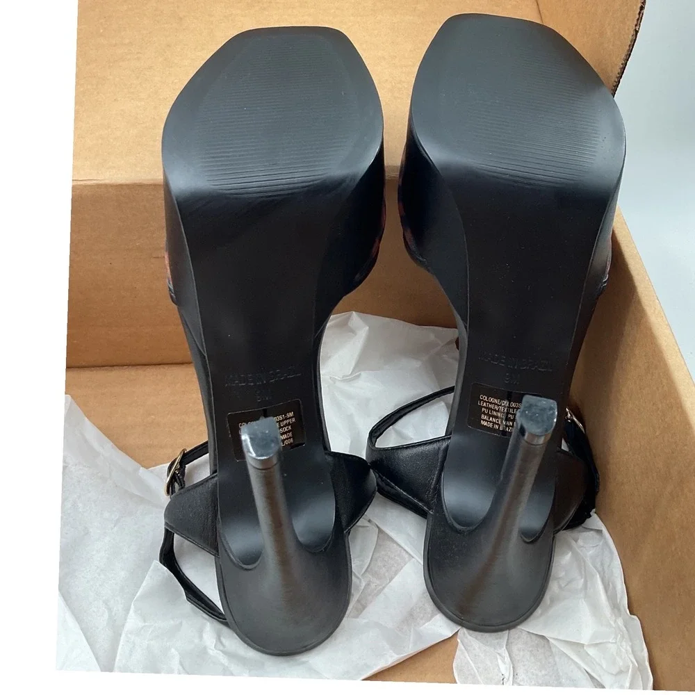 Steve Madden Cologne Leopard Multi Heels Print Mesh Platform Black Stiletto heel